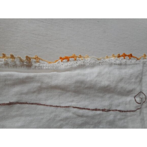 Vintage Yellow Floral handmade rectangle orange Lace dresser scarf runner - Picture 3 of 3